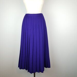 Vintage Pleated Deep Purple Pleated Midi Skirt 100% Worsted Wool * Size 6